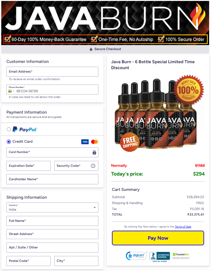 Java Burn Secure Checkout Page